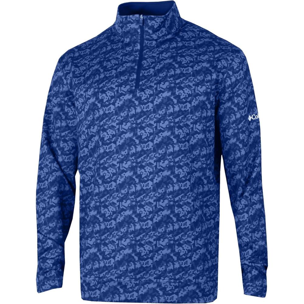 imageColumbia Golf Mens OmniWick Printed Wickhams Hills PulloverHoneycomb Azul