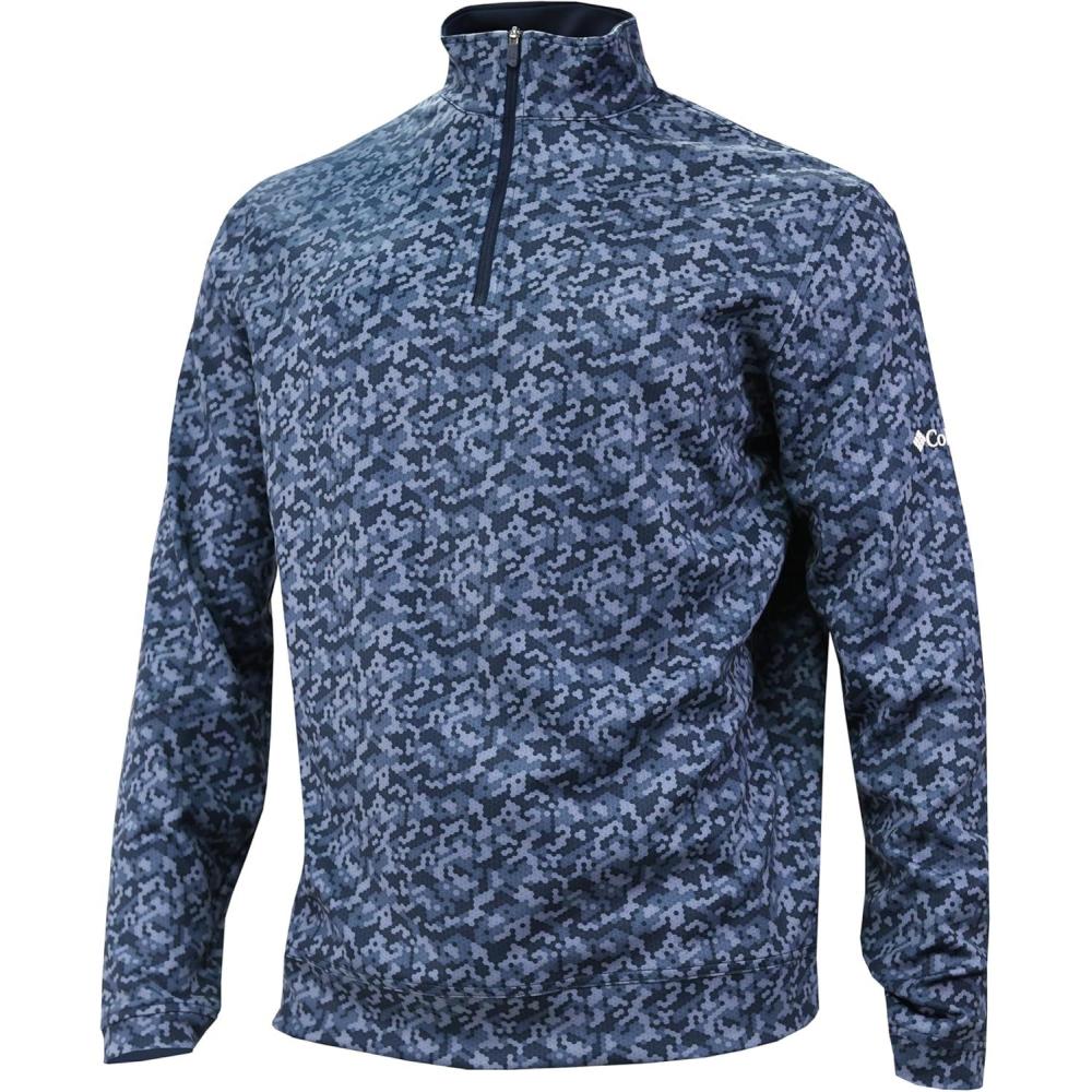imageColumbia Golf Mens OmniWick Printed Wickhams Hills PulloverHoneycomb Collegiate Navy