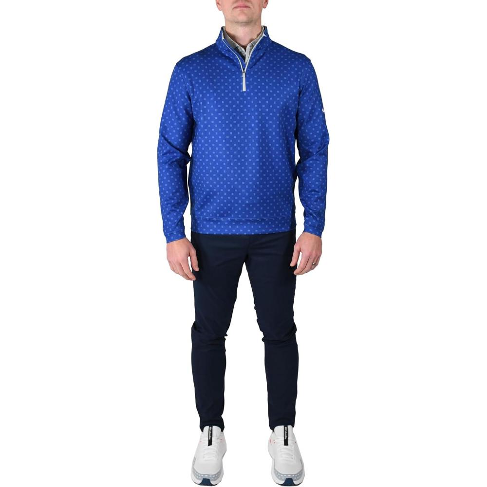 imageColumbia Golf Mens OmniWick Printed Wickhams Hills PulloverPrinted Azul