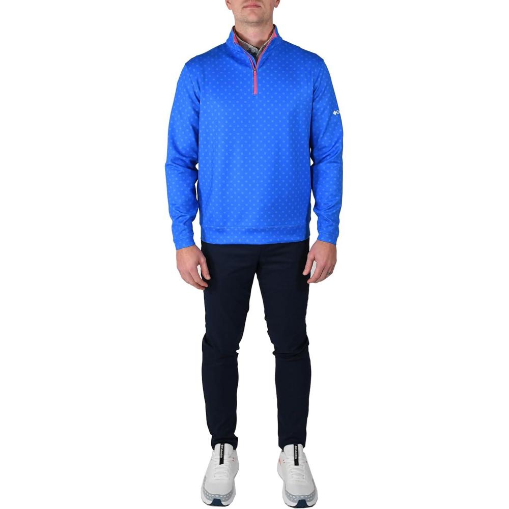 imageColumbia Golf Mens OmniWick Printed Wickhams Hills PulloverPrinted Hyper Blue