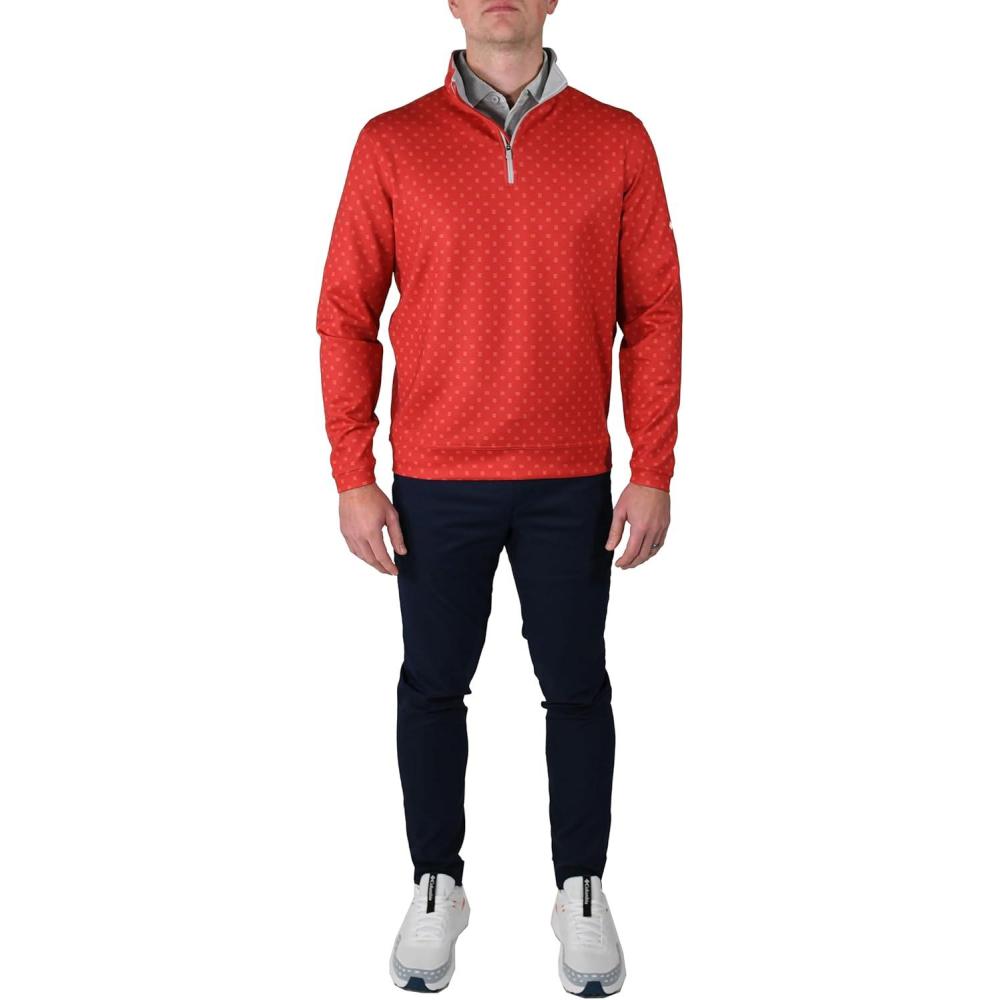 imageColumbia Golf Mens OmniWick Printed Wickhams Hills PulloverPrinted Intense Red