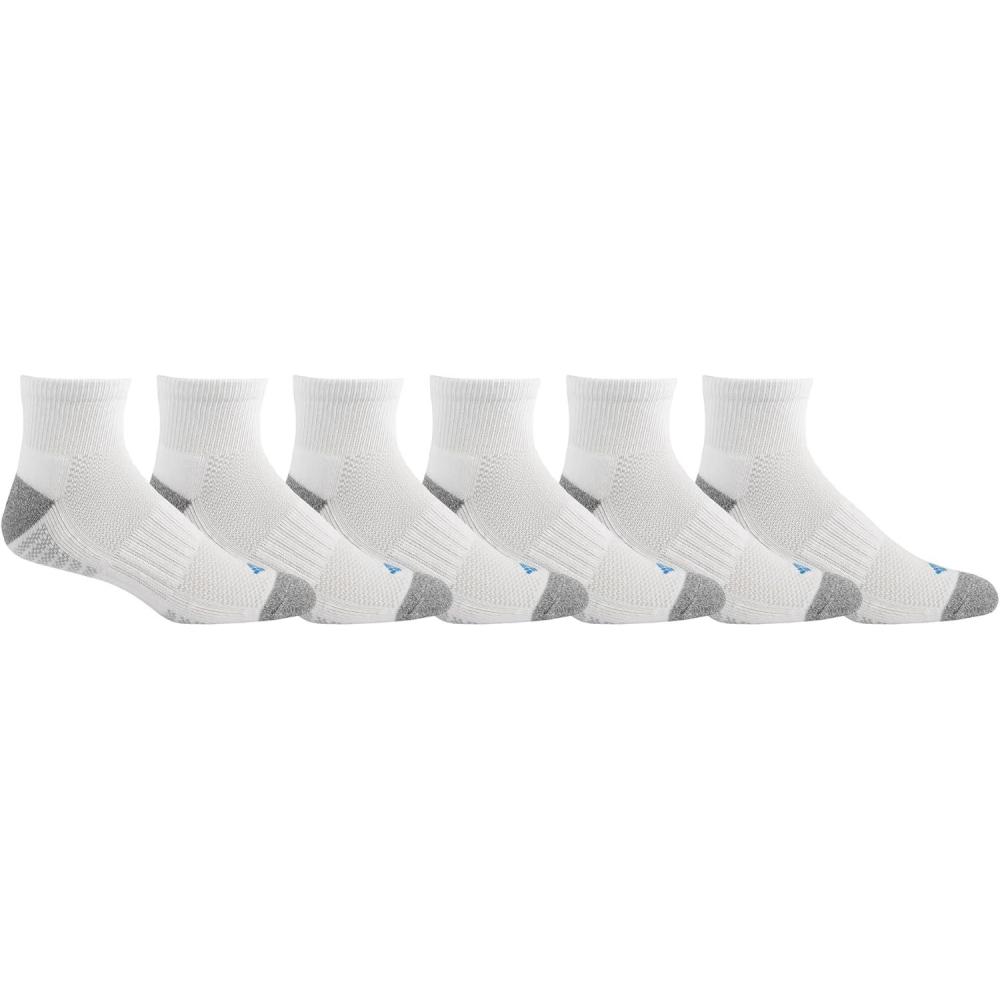 imageColumbia Mens 12 Cushion Quarter Arch Support Poly Blend Socks 6 PackWhiteColumbia Grey
