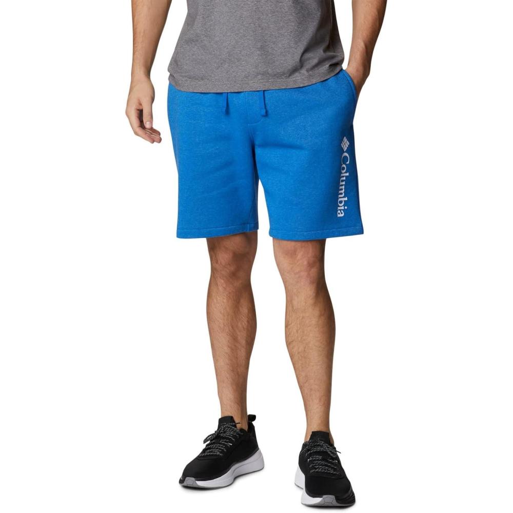 imageColumbia Mens Columbia Trek ShortBright Indigo HeatherWhite Vertical Logo