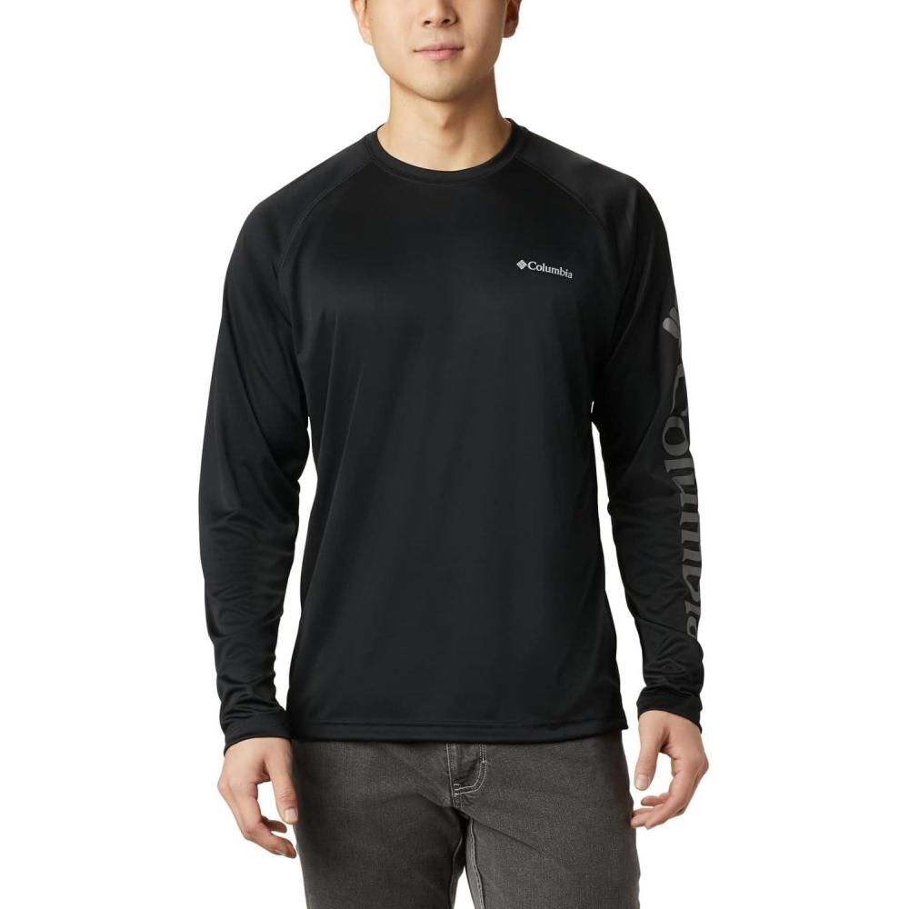imageColumbia Mens Fork Stream Long Sleeve ShirtBlackCity Grey Logo
