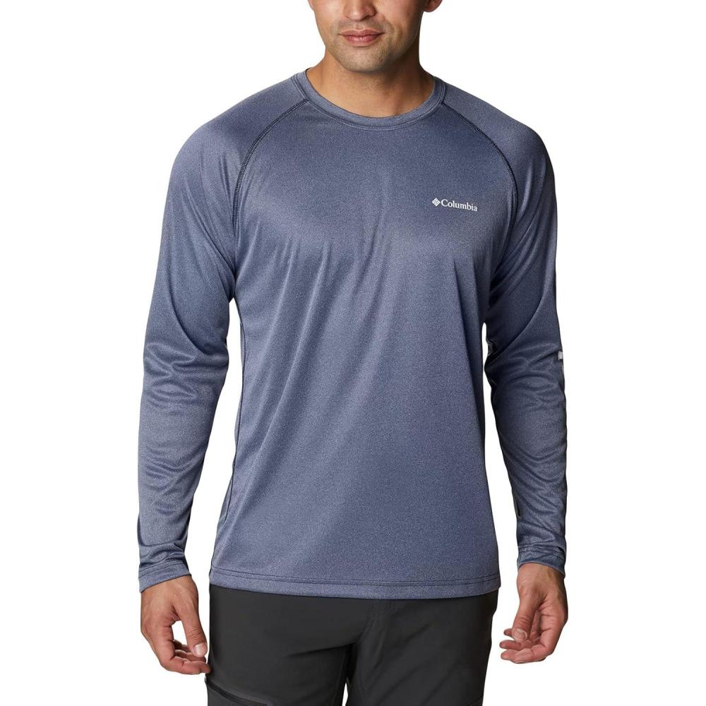 imageColumbia Mens Fork Stream Long Sleeve ShirtCollegiate Navy HeatherWhite Logo