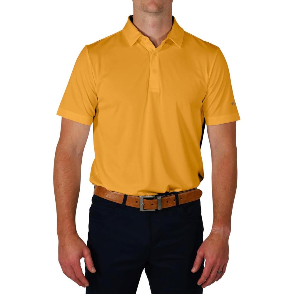 imageColumbia Mens Golf Drive Polo Shirt Omni Wick Performance Breathable Short SleeveAztec Gold