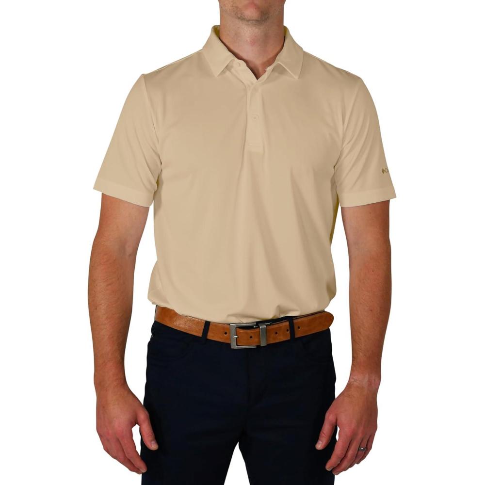 imageColumbia Mens Golf Drive Polo Shirt Omni Wick Performance Breathable Short SleeveVegas Gold