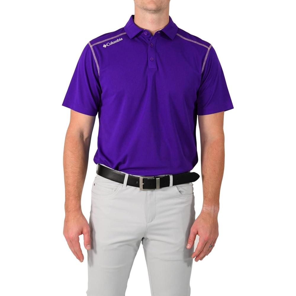 imageColumbia Mens Golf Shotgun Polo Omni Wick Performance Breathable Short SleeveUw Purple
