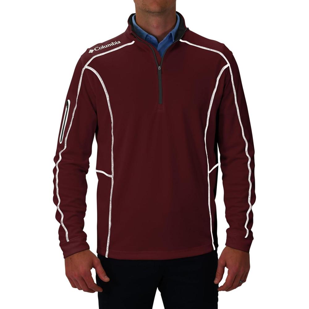 imageColumbia Mens OMNI WICK Shotgun 14 Zip Pullover Breathable Long SleeveDeep Maroon