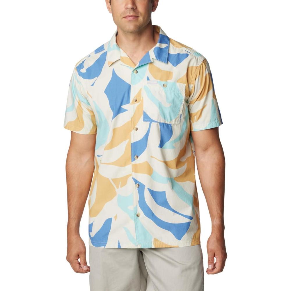 imageColumbia Mens Pine Canyon Short SleeveHiking ShirtChalk Floristic