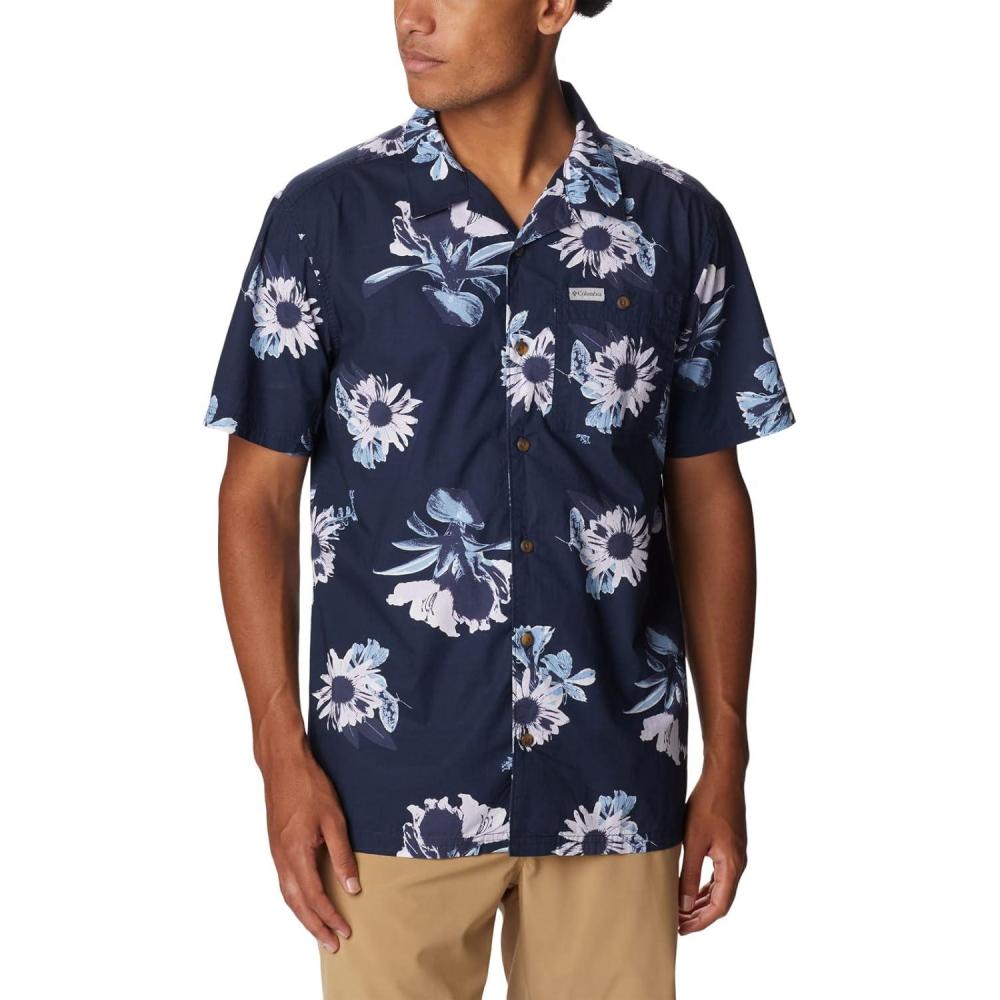 imageColumbia Mens Pine Canyon Short SleeveHiking ShirtCollegiate Navy Staycation