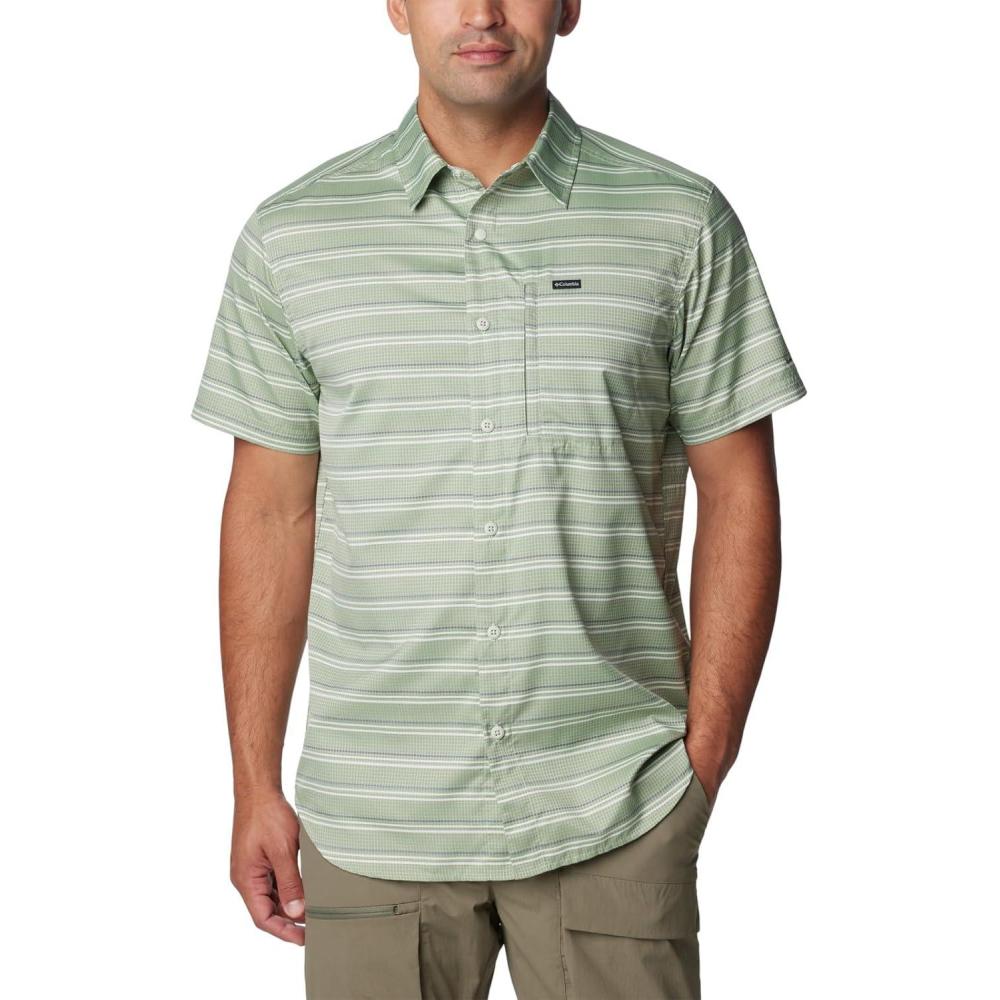 imageColumbia Mens Silver Ridge Utility Lite Novelty Short SleeveCanteen Chambray Stripe