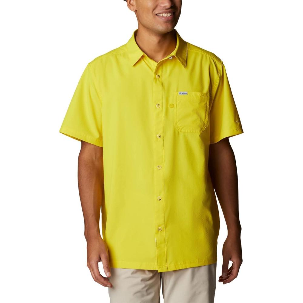 imageColumbia Mens Standard Slack Tide Camp ShirtLaser Lemon