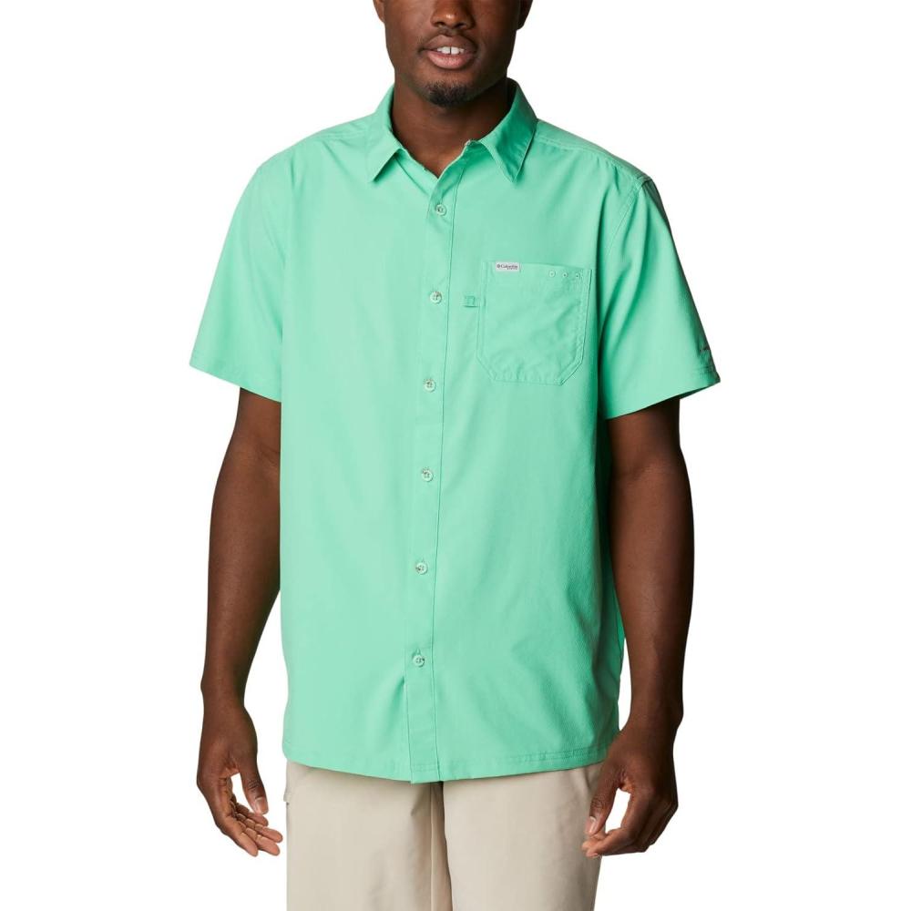 imageColumbia Mens Standard Slack Tide Camp ShirtLight Jade