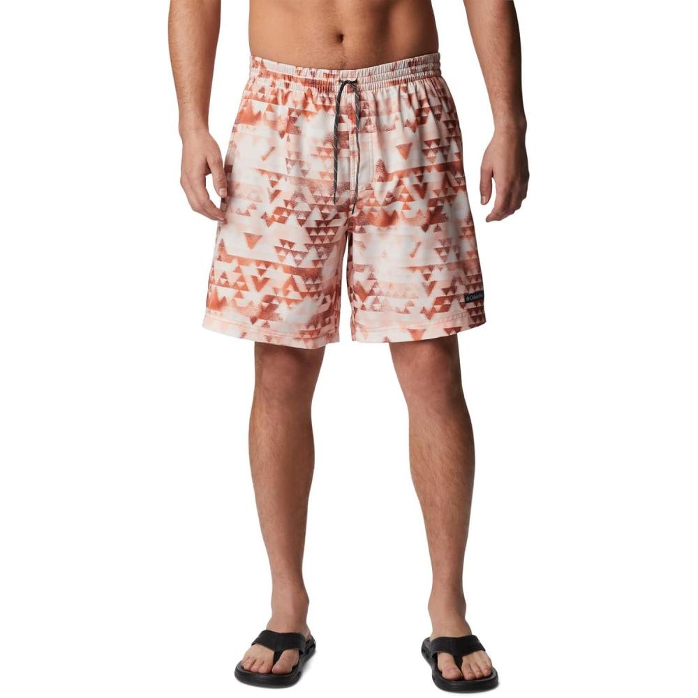 imageColumbia Mens Summertide Stretch Printed ShortDesert Orange Distant Peaks