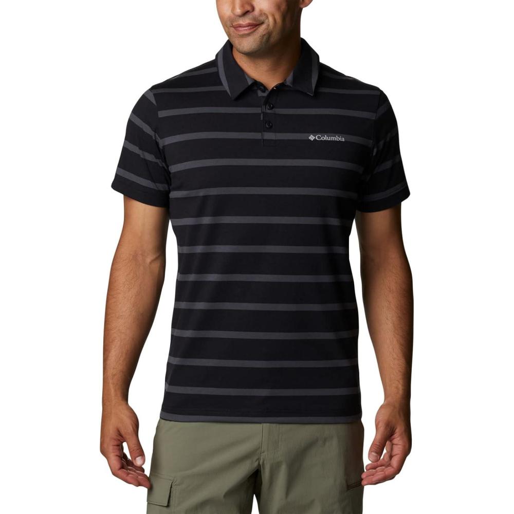 imageColumbia Mens Thistletown Ridge Polo Sp21BlackShark Heather Stripe