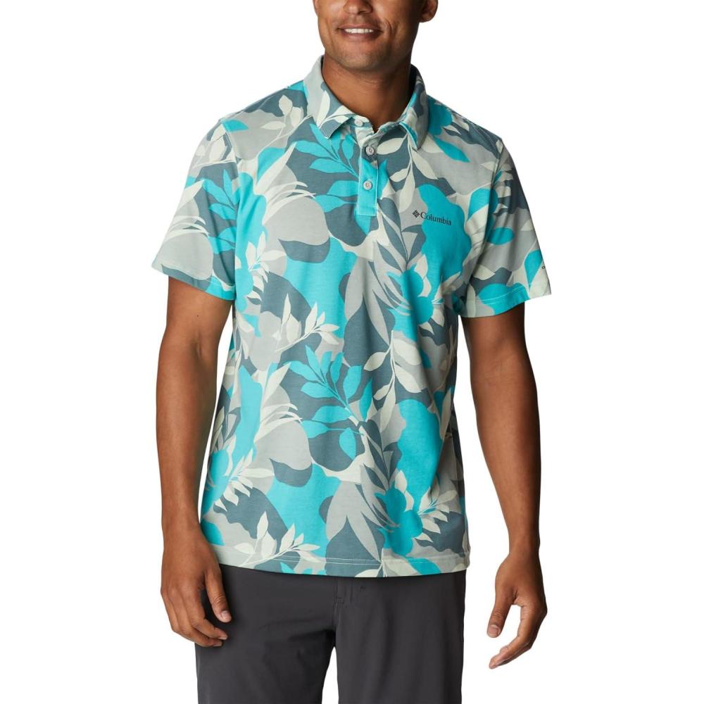 imageColumbia Mens Thistletown Ridge Polo Sp21Ice Green Floriated