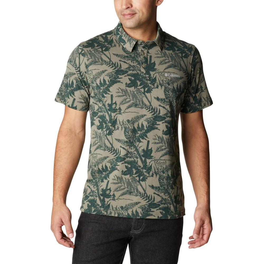 imageColumbia Mens Thistletown Ridge Polo Sp21Stone Green North Woods Print
