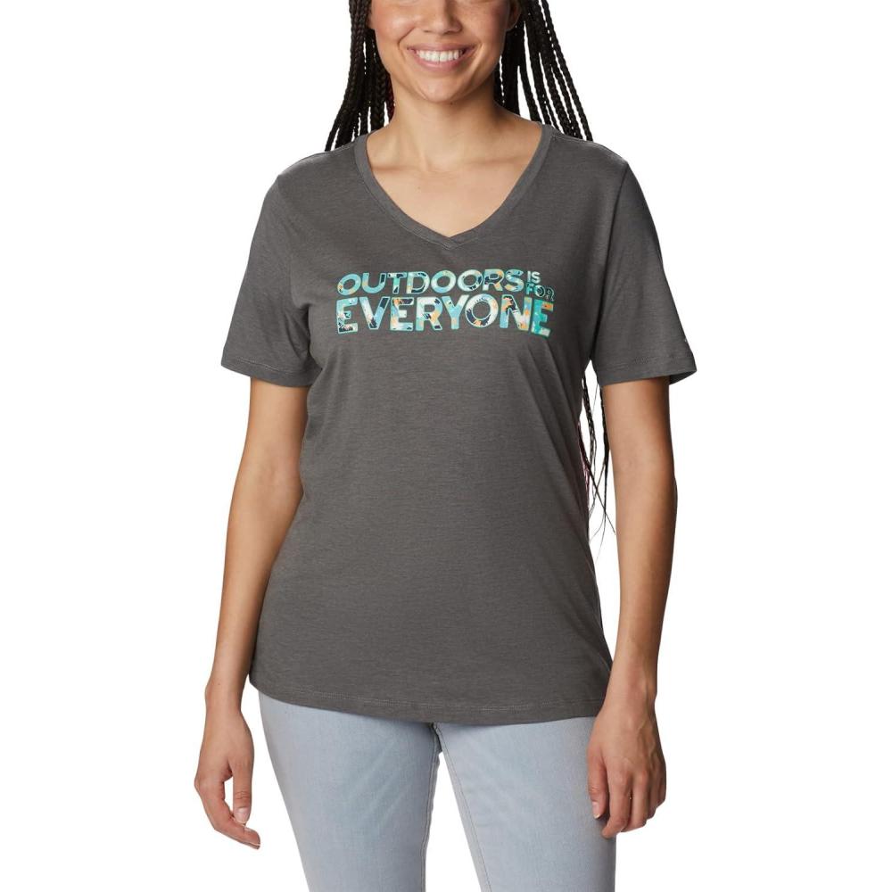 imageColumbia Womens Bluebird Day Relaxed V NeckCharcoal HeatherBe Outdoors