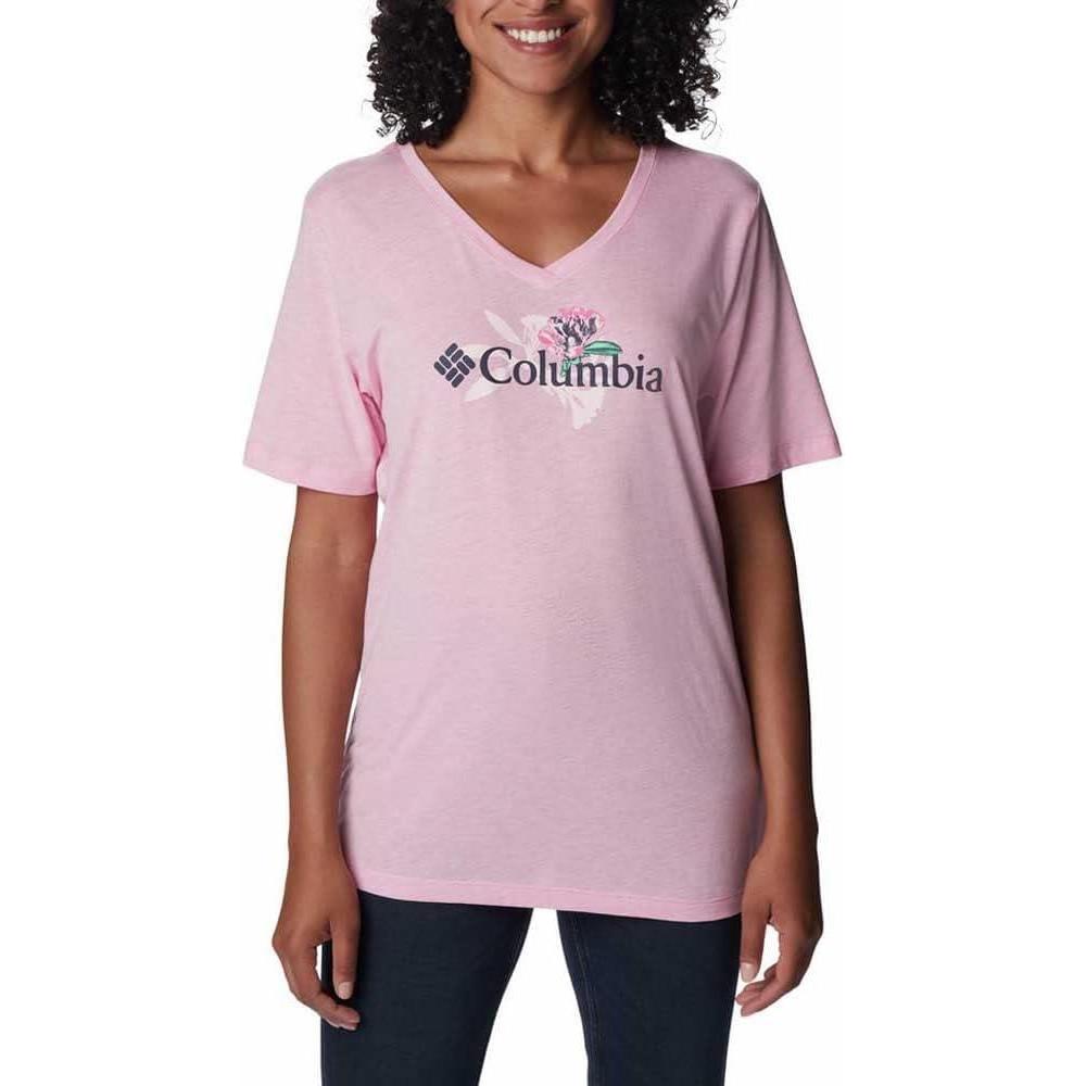 imageColumbia Womens Bluebird Day Relaxed V NeckWild Rose HeatherJubilant Flower Graphic
