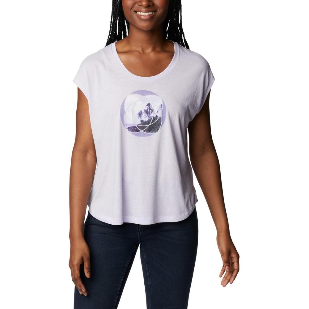 imageColumbia Womens Bluebird Days Modern Short Sleeve TeePurple Tint HeatherMeditation Isle Grx