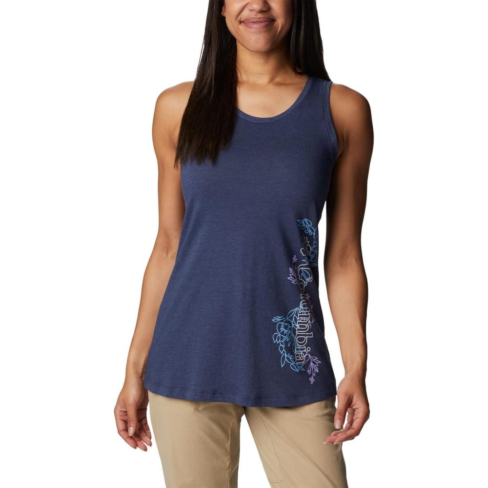 imageColumbia Womens Bluff Mesa TankCami ShirtNocturnal HeatherBlooming Lines Graphic