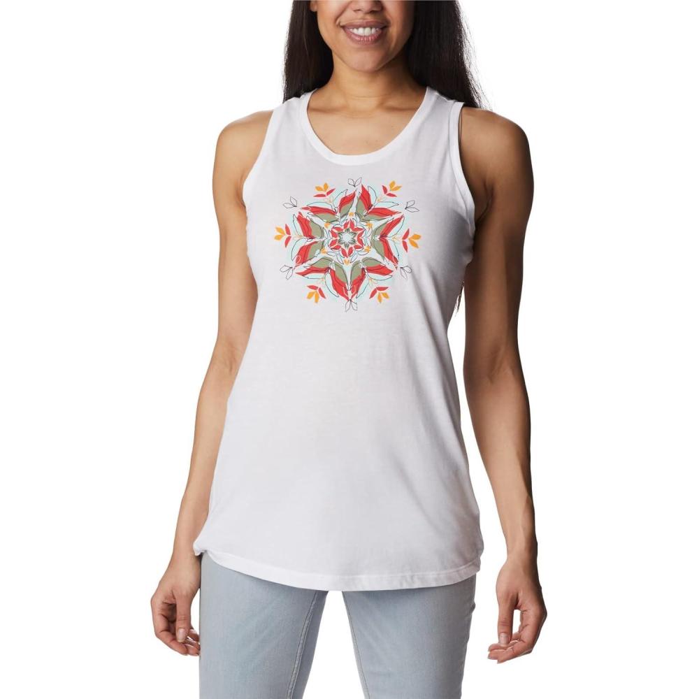 imageColumbia Womens Bluff Mesa TankCami ShirtWhiteFloral Landscape