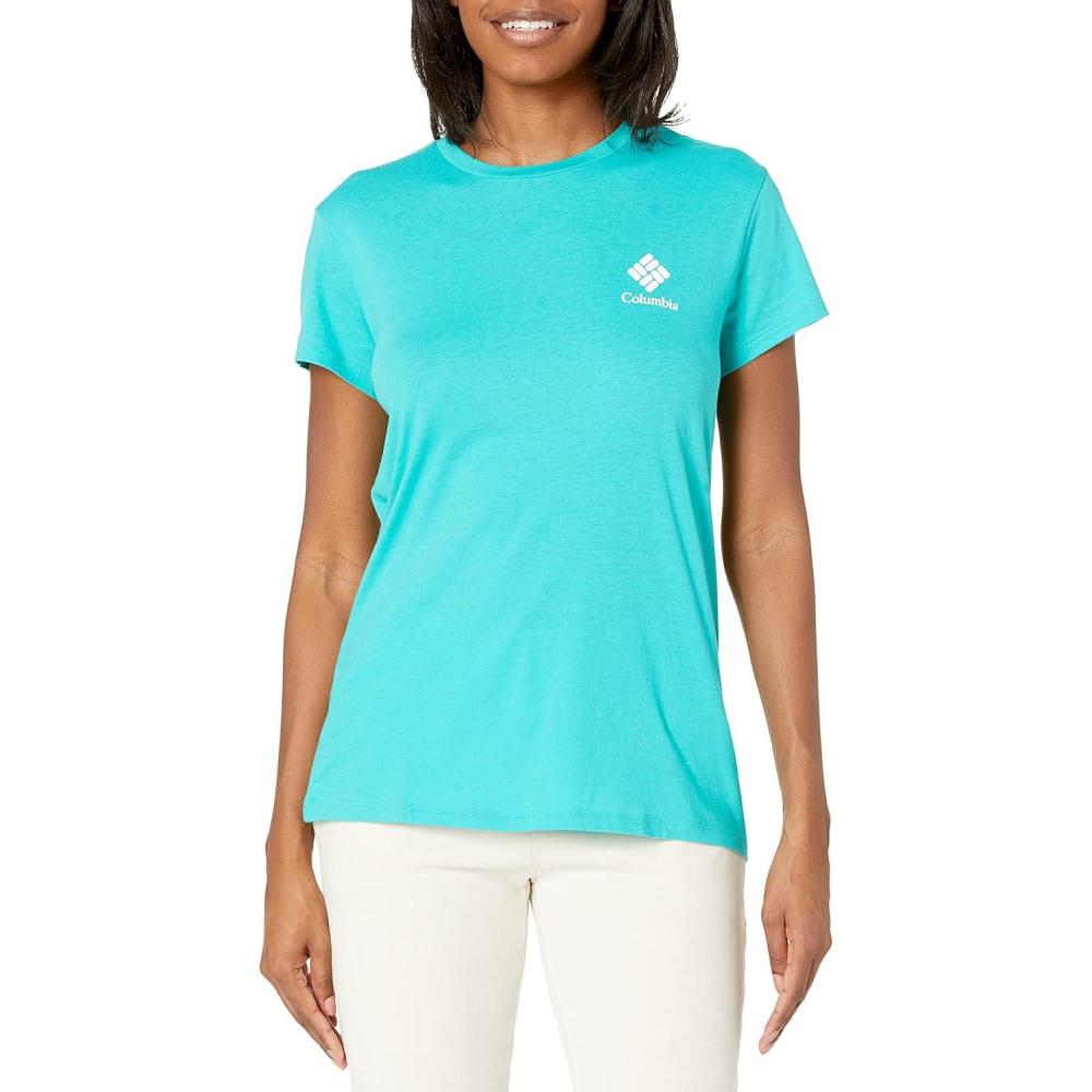 imageColumbia Womens Sun Trek Ss Graphic TeeBright AquaCsc Stacked Mini Graphic