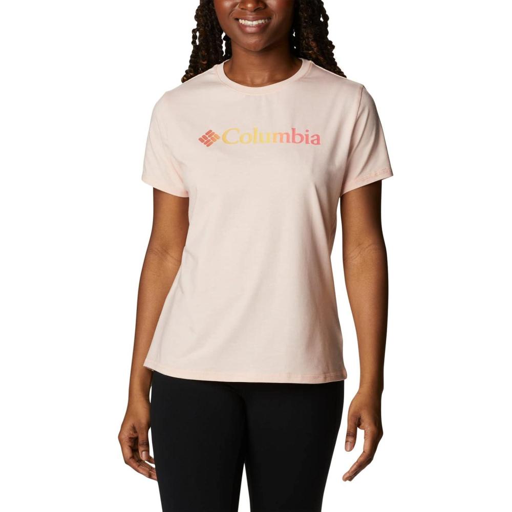 imageColumbia Womens Sun Trek Ss Graphic TeePeach Blossom HeatherCsc Gradient