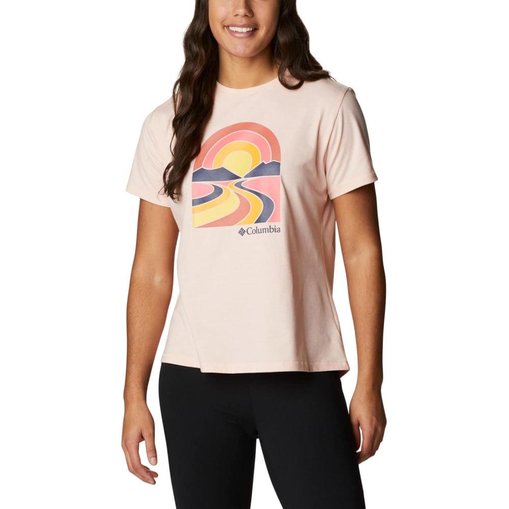 imageColumbia Womens Sun Trek Ss Graphic TeePeach Blossom HeatherSuntrek Trails