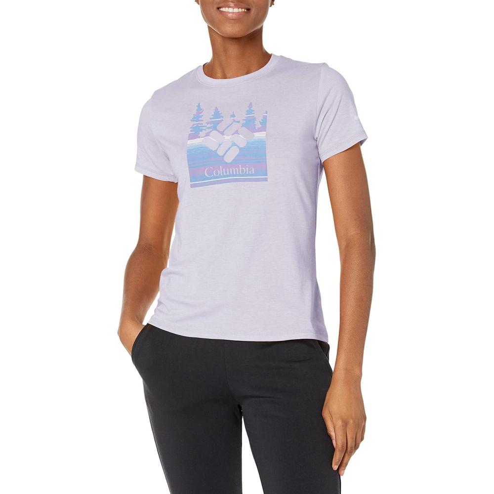 imageColumbia Womens Sun Trek Ss Graphic TeePurple Tint HeatherArboreal Branded Grx