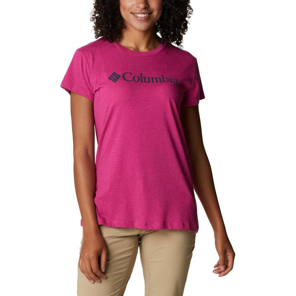 imageColumbia Womens Sun Trek Ss Graphic TeeWild Fuchsia HeatherGem Columbia
