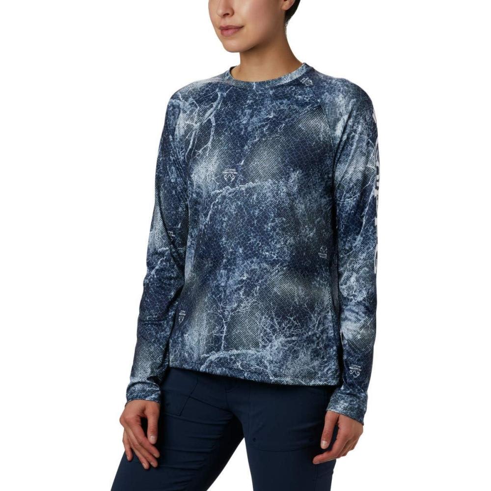 imageColumbia Womens Super Tidal Tee Long SleeveCollegiate Navy Mako Print