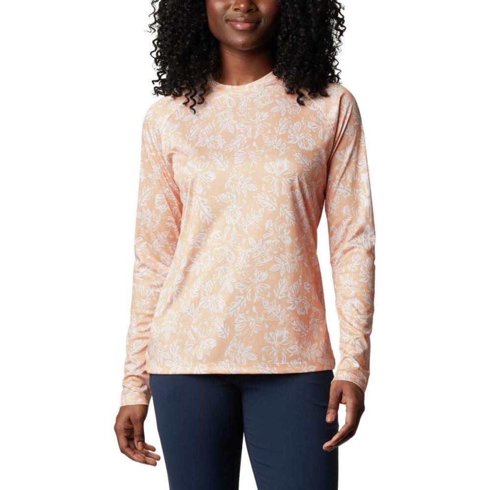 imageColumbia Womens Super Tidal Tee Long SleeveLight Juice Archive Palms Print