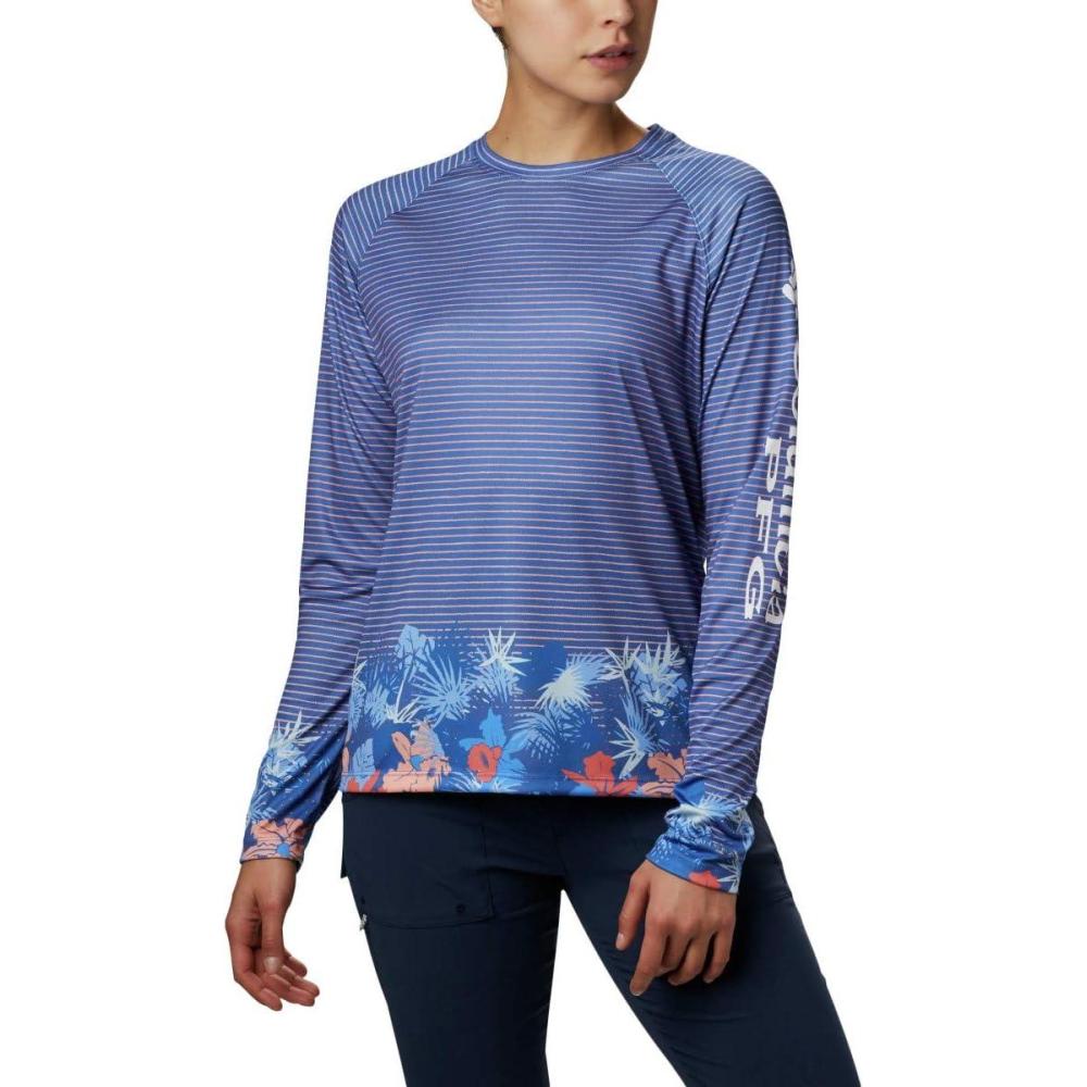 imageColumbia Womens Super Tidal Tee Long SleeveStormy Blue Wild Stripes Print