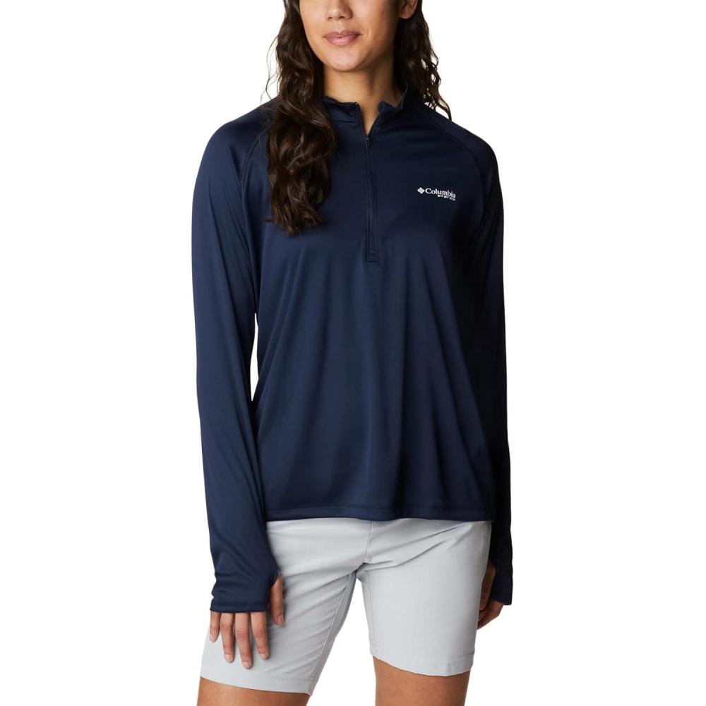 imageColumbia Womens Tidal Tee 14 ZipCollegiate NavyWhite Logo