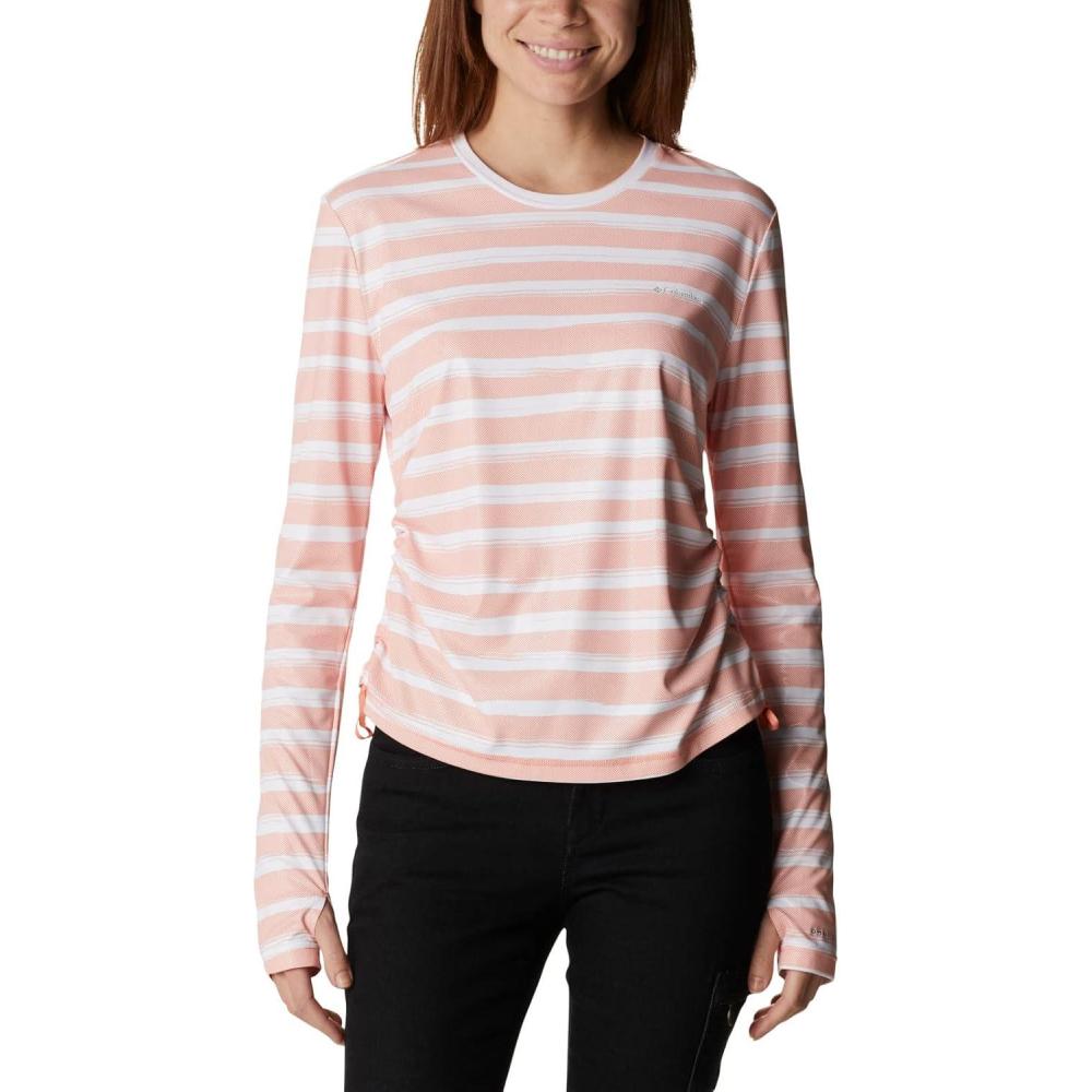 imageColumbia Womens W Sun Deflector Summerdry Ls ShirtCoral Reef Brush Stripe