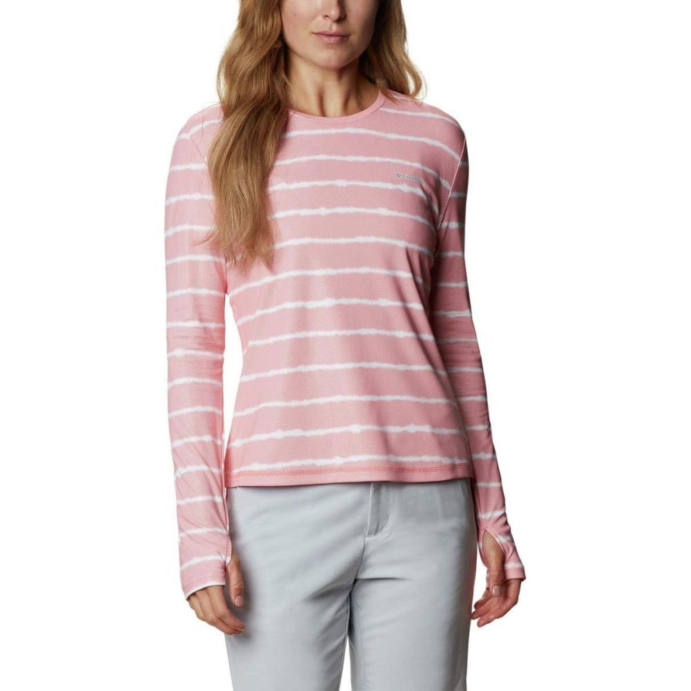imageColumbia Womens W Sun Deflector Summerdry Ls ShirtSalmon Tie Dye Stripe