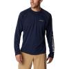 Columbia Mens Fork Stream™ Long Sleeve Shirt(Collegiate Navy/White Logo)