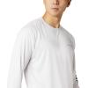 Columbia Mens Fork Stream™ Long Sleeve Shirt(White/Collegiate Navy Logo)