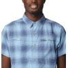 Columbia Mens Newton Ridge Plaid Short Sleeve(Jet Stream Soft Ombre)