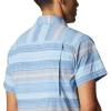 Columbia Mens Newton Ridge Plaid Short Sleeve(Jet Stream Striped Sunset)