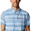 Columbia Mens Newton Ridge Plaid Short Sleeve(Jet Stream Striped Sunset)