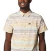 Columbia Mens Newton Ridge Plaid Short Sleeve(Light Raisin Striped Sunset)