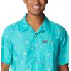 Columbia Mens Pine Canyon Short SleeveHiking Shirt(Bright Aqua Baja Bonanza)