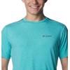 Columbia Mens Tech Trail Crew Neck(Bright Aqua Heather)