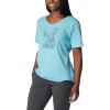 Columbia Womens Bluebird Day™ Relaxed V Neck(Aquamarine Heather/Rocky Road)