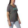 Columbia Womens Bluebird Day™ Relaxed V Neck(Charcoal Heather/Be Outdoors)