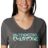 Columbia Womens Bluebird Day™ Relaxed V Neck(Charcoal Heather/Be Outdoors)