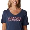 Columbia Womens Bluebird Day™ Relaxed V Neck(Nocturnal Heather/Be Outdoors)